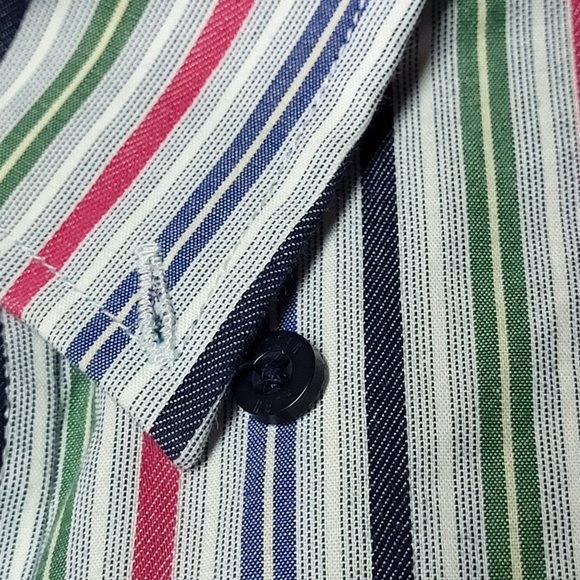 ALAN FLUSSER Men’s Long Sleeve Casual Shirt Size Large Multi- Color Stripped Top - Picture 9 of 13